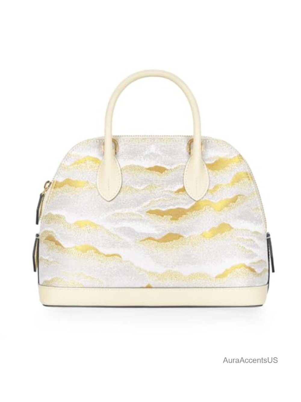 Embroidered Shell Top Handle Satchel Crossbody Leather Handbag